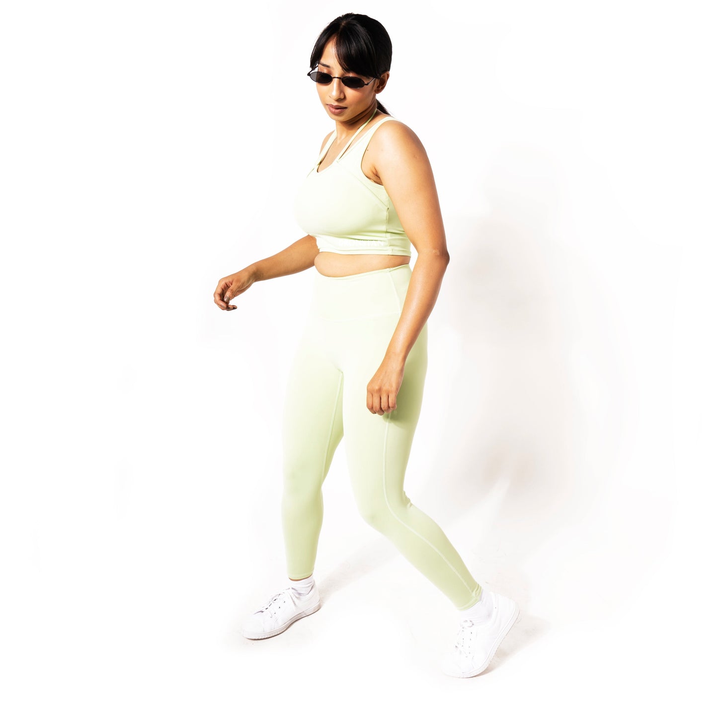 SOFT SKIN SUPER STRETCH PERFORMANCE TIGHTS IN LIME GREEN.