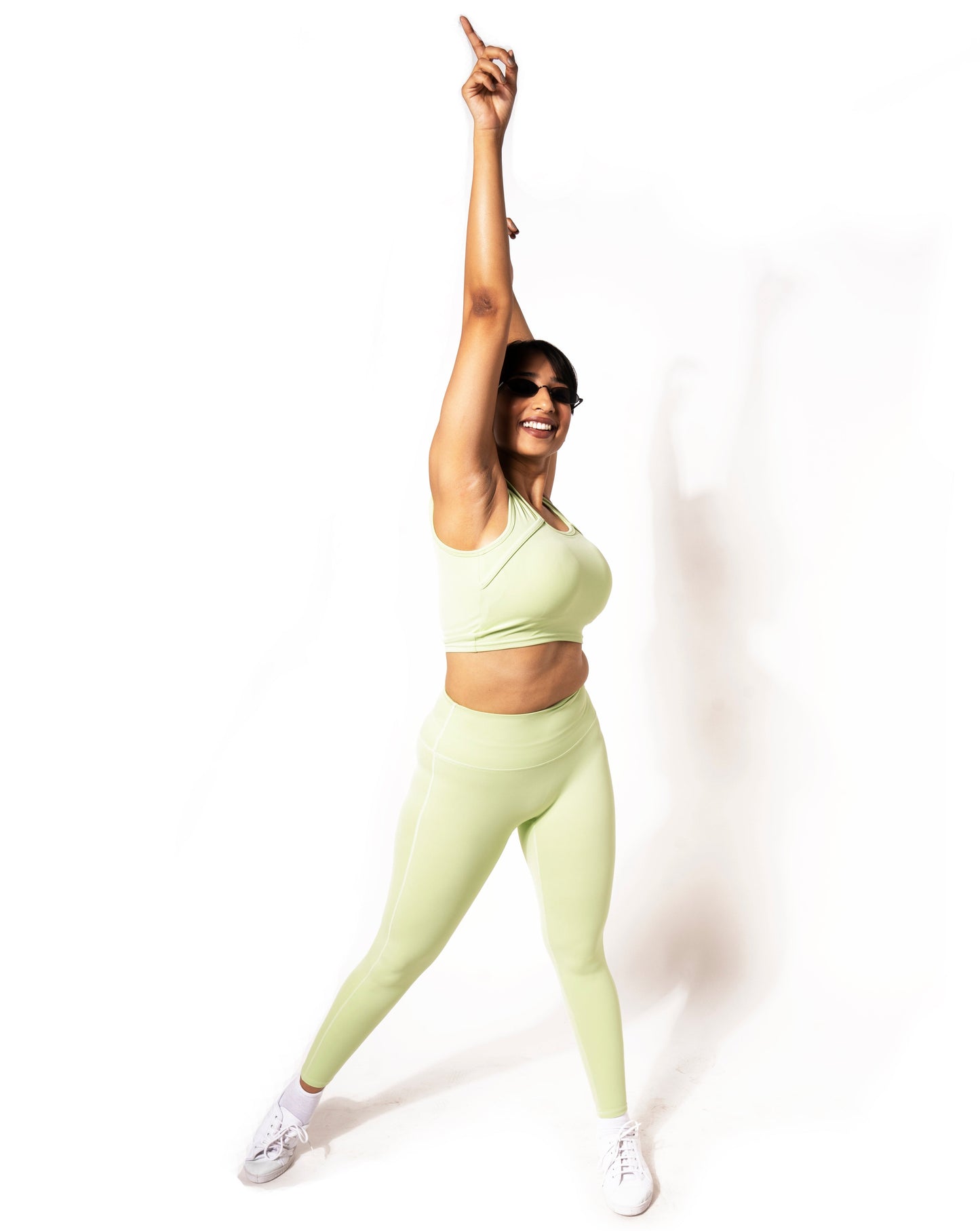HALTER LINE DRAW STRING FITNESS BRA IN LIME GREEN