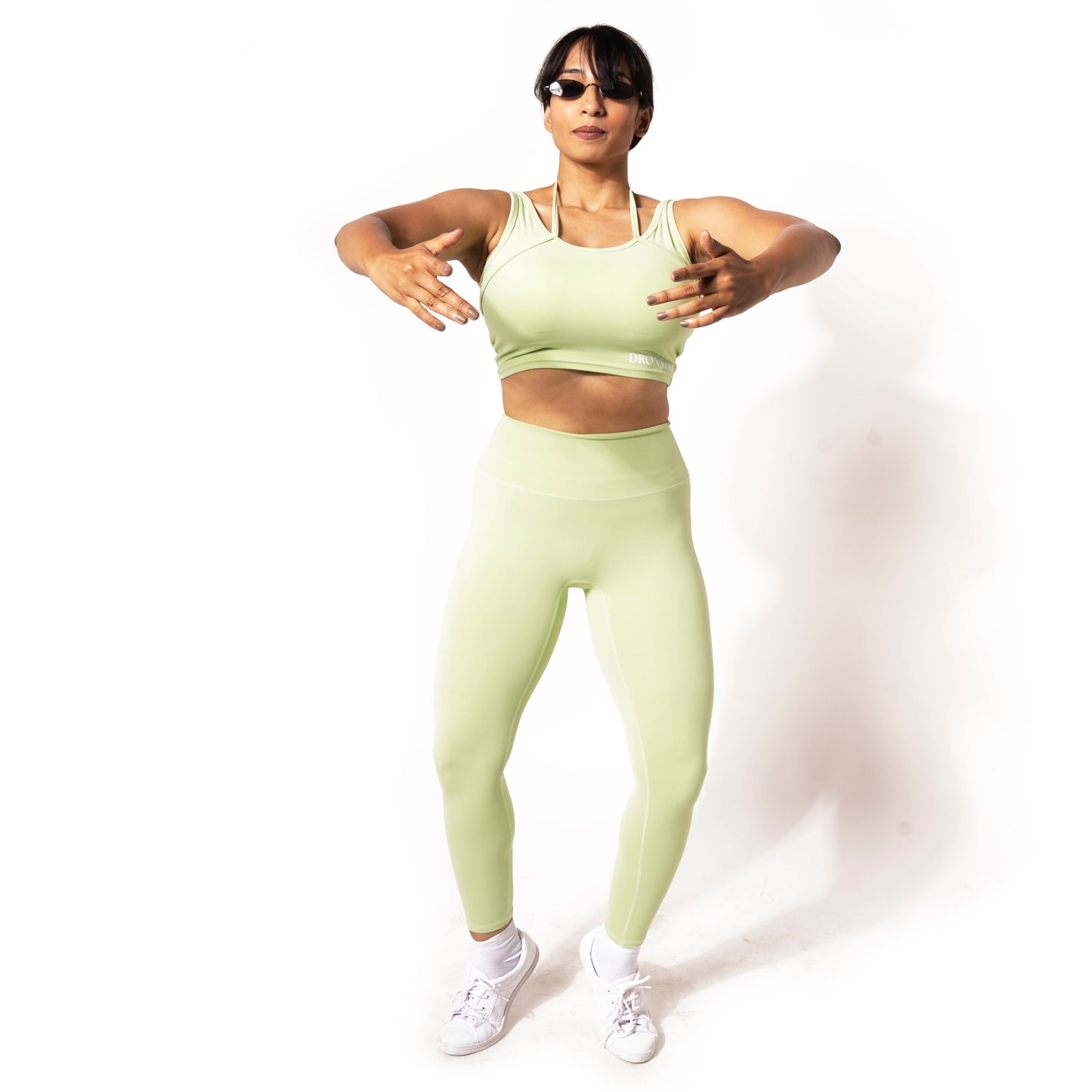 SOFT SKIN SUPER STRETCH PERFORMANCE TIGHTS IN LIME GREEN.