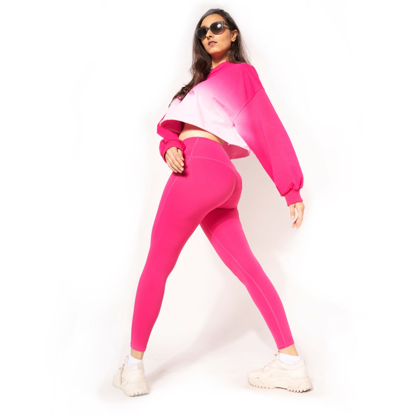 OMBRE SWEAT SHIRT IN PINK WHITE