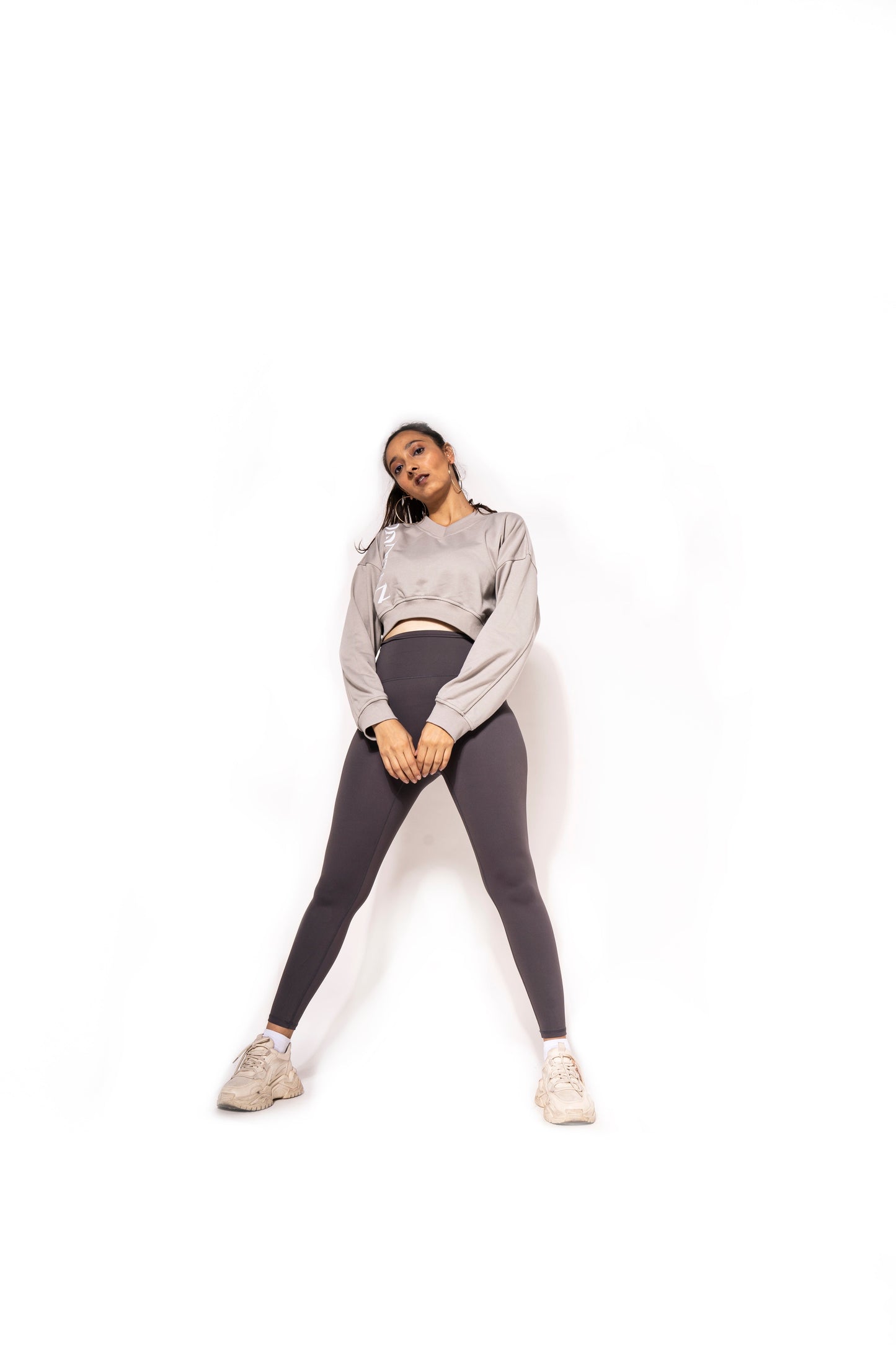 WAIST LINE SWEAT SHIRT ASYMMETRIC IN GREY