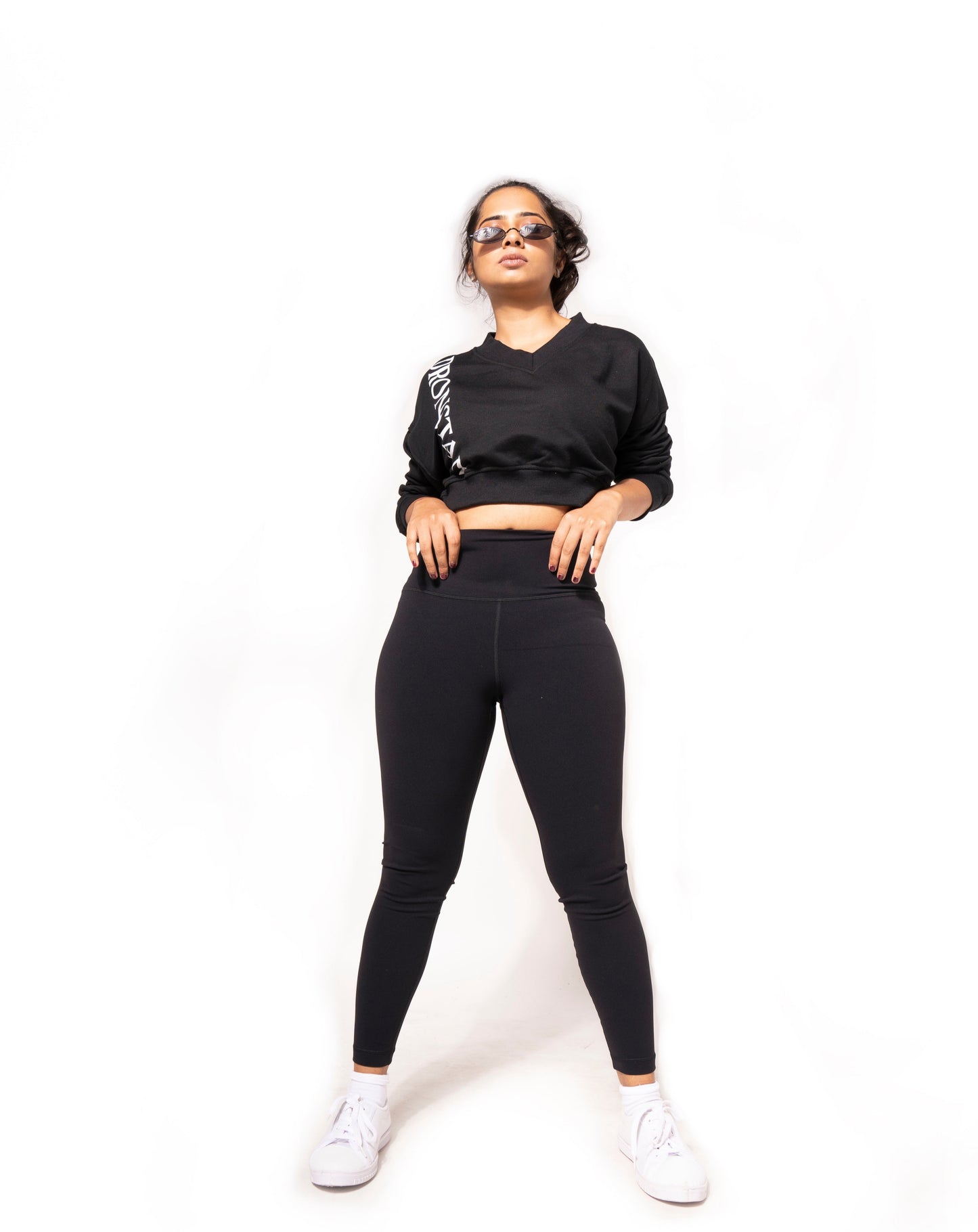 WAIST LINE SWEAT SHIRT ASYMMETRIC IN BLACK