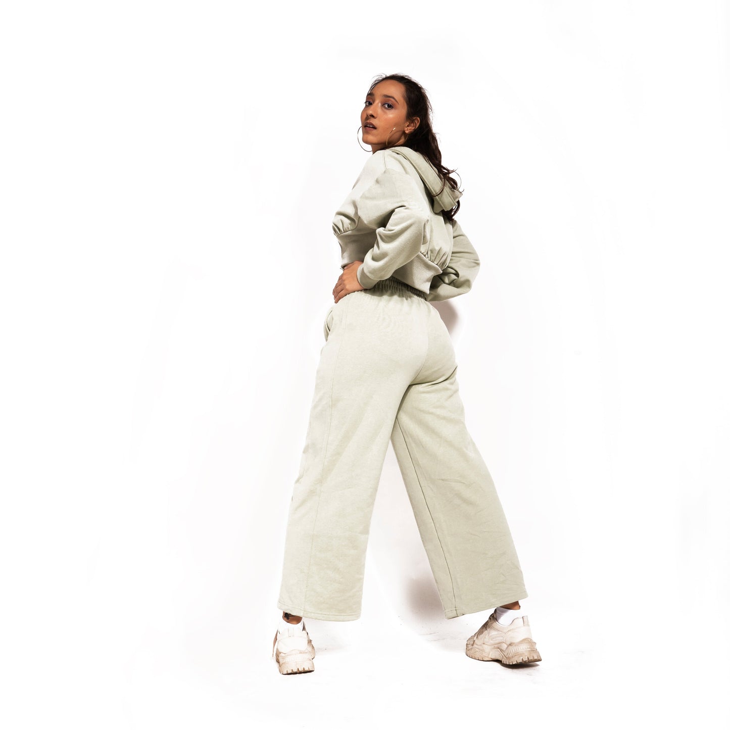 TWO PIECE ACTIVE LOUNGE WAIST LINE HOODIE IN GREEN