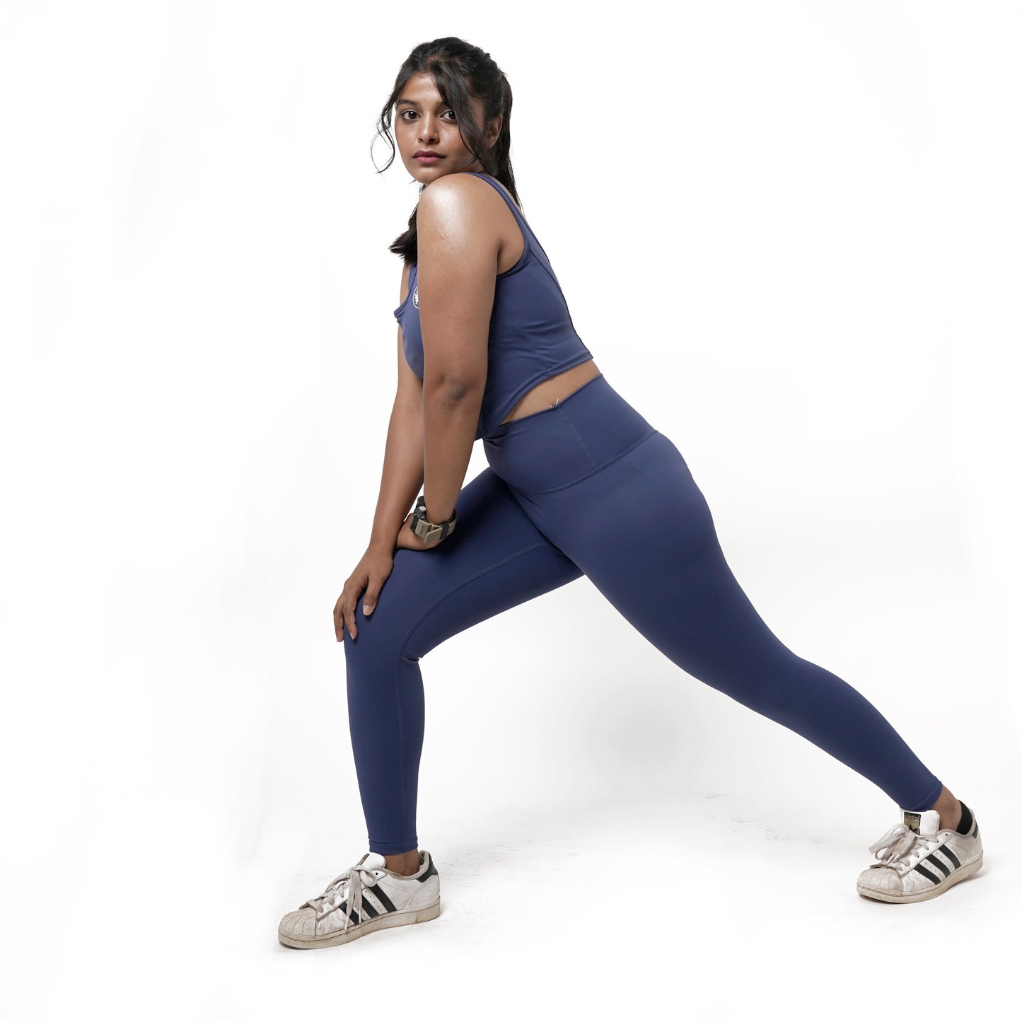 LONG LINE ACTIVE WEAR VEST IN NAVY BLUE