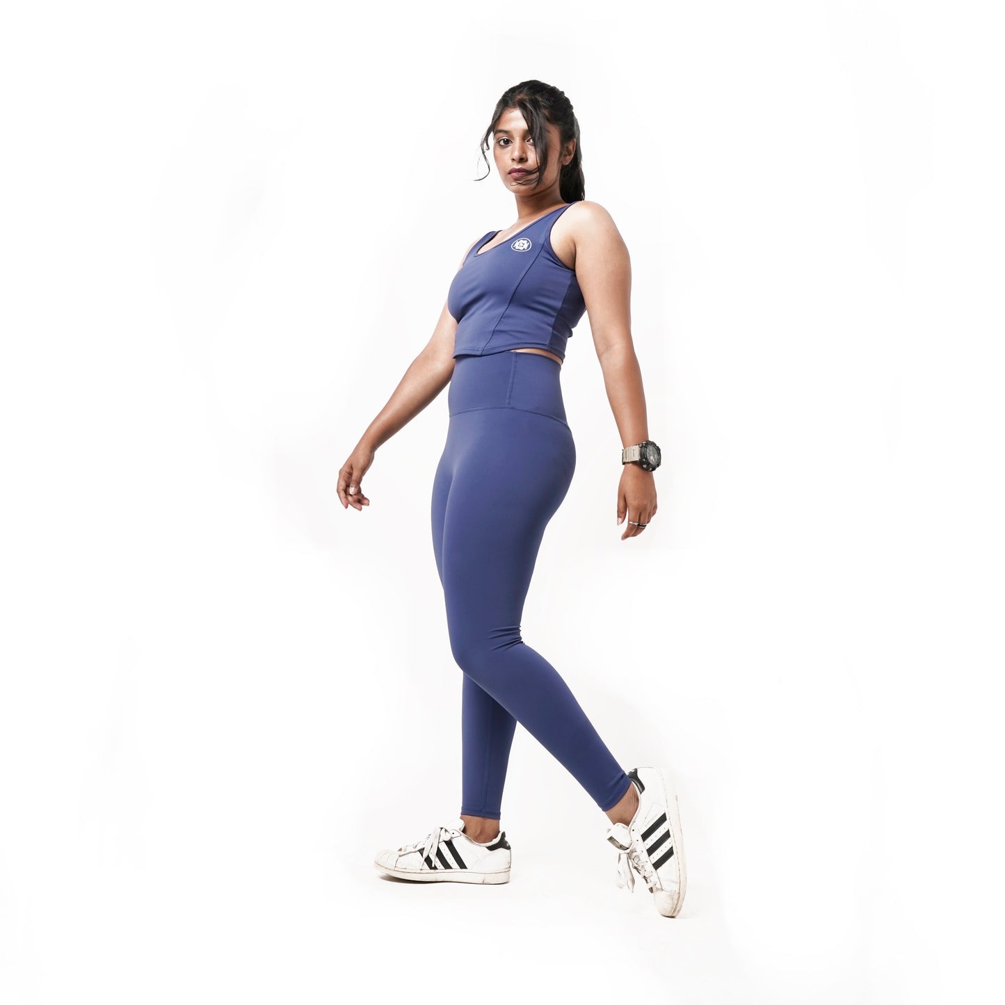 LONG LINE ACTIVE WEAR VEST IN NAVY BLUE