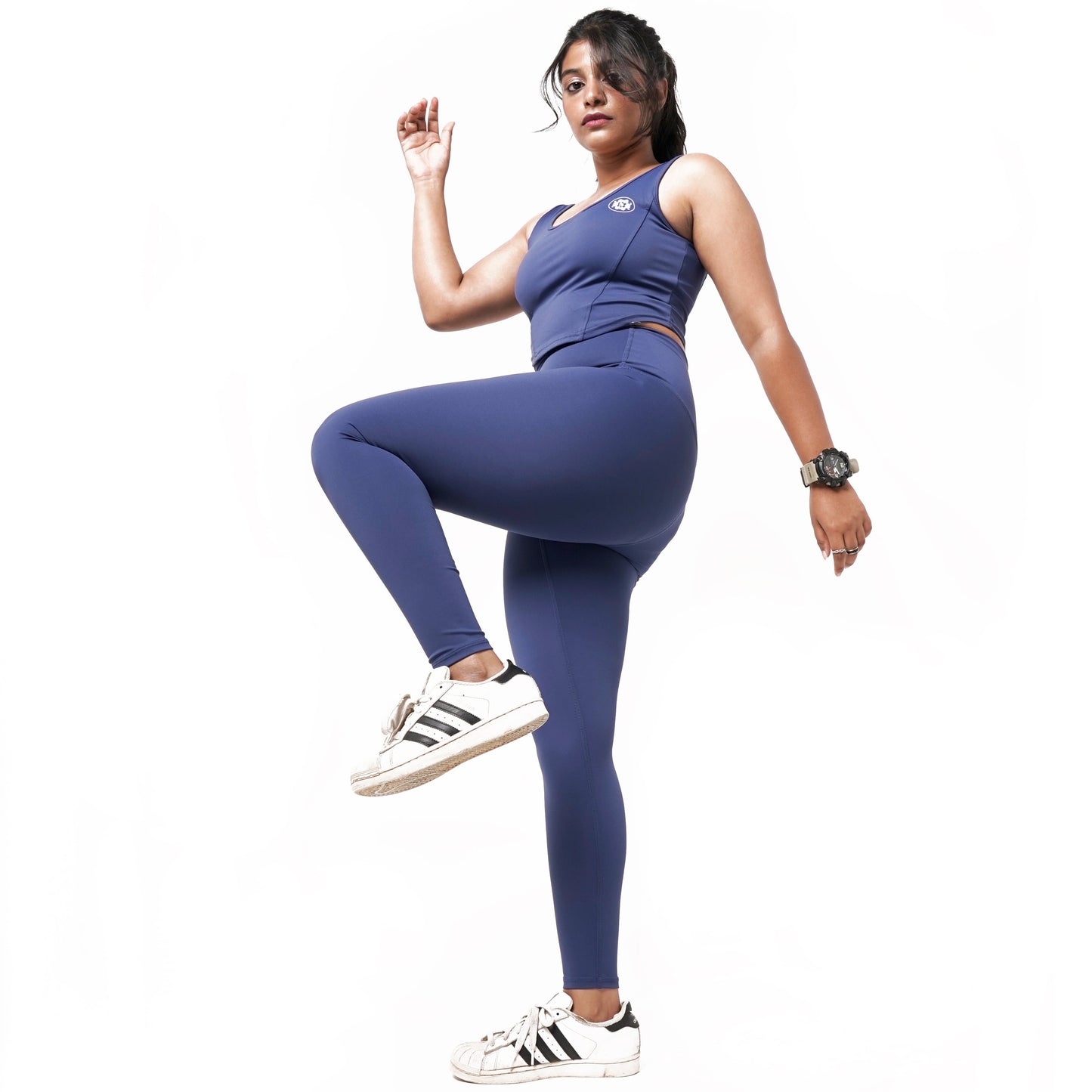 LONG LINE ACTIVE WEAR VEST IN NAVY BLUE