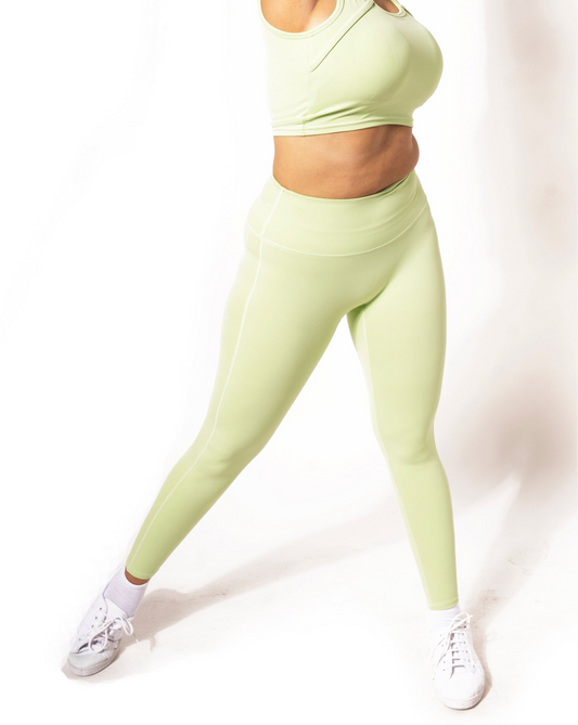 SOFT SKIN SUPER STRETCH PERFORMANCE TIGHTS IN LIME GREEN.