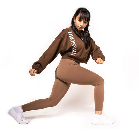 WAIST LINE SWEAT SHIRT ASYMMETRIC IN BROWN