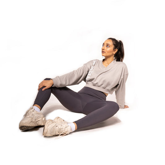 WAIST LINE SWEAT SHIRT ASYMMETRIC IN GREY