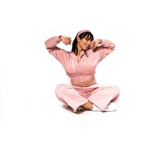 TWO PIECE ACTIVE LOUNGE WAIST LINE HOODIE IN PINK