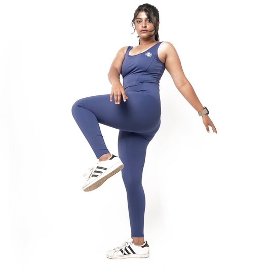 LONG LINE ACTIVE WEAR VEST IN NAVY BLUE